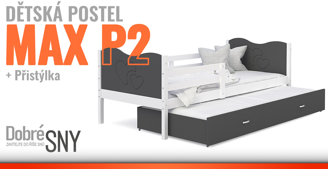 Detská posteľ MAX P2 90x200 cm BIELA-SIVÁ