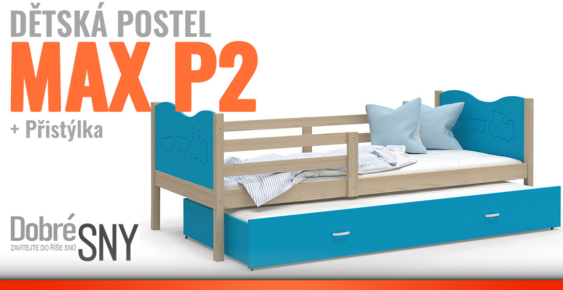 Detská posteľ MAX P2 80x190 cm BOROVICA-MODRÁ