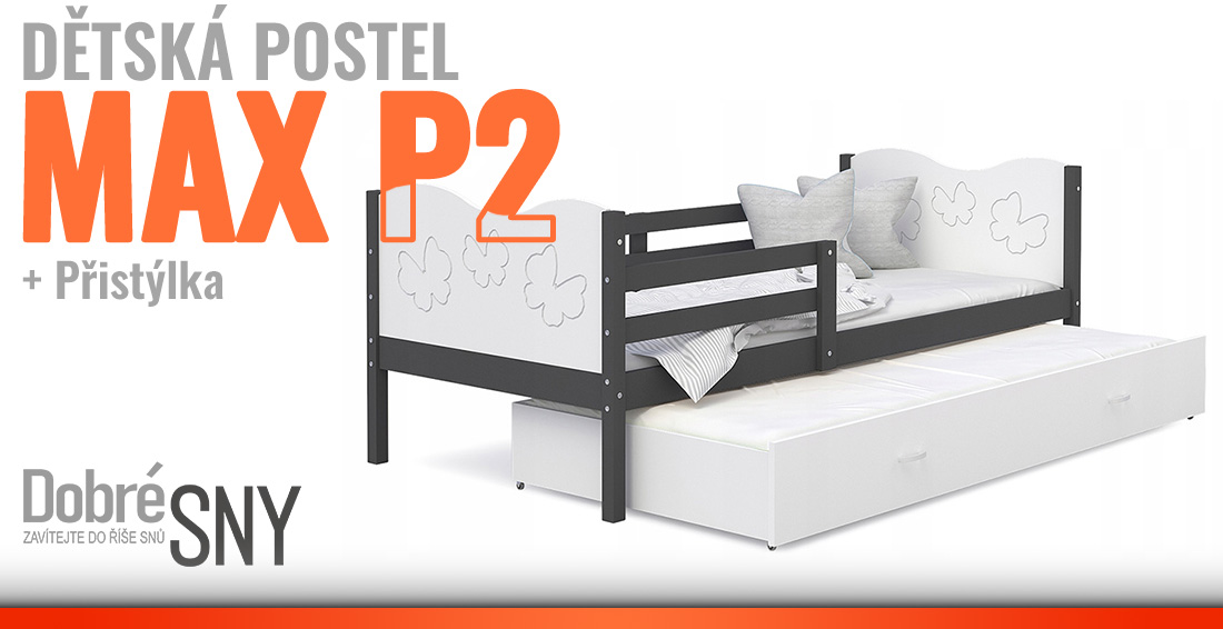 Detská posteľ MAX P2 80x190 cm SIVÁ-BIELA