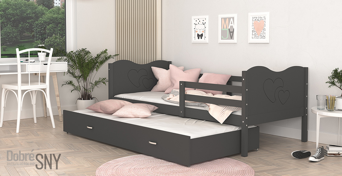 Detská posteľ MAX P2 80x190 cm SIVÁ-SIVÁ
