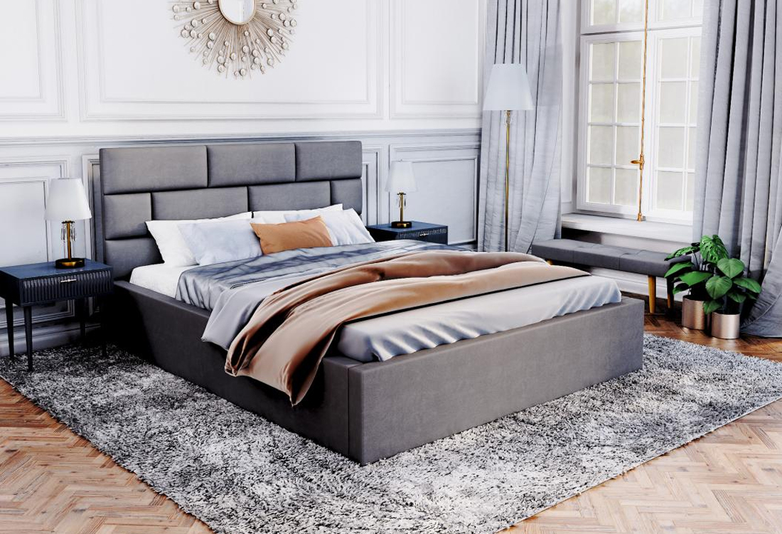 Luxusní postel PASADENA 120x200 s kovovým roštem GRAFIT