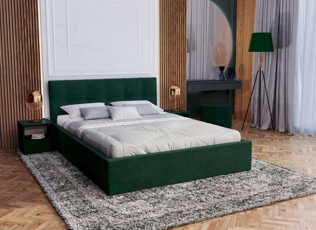 Čalouněná postel RINO 90x200 cm s kovovým roštem zelená