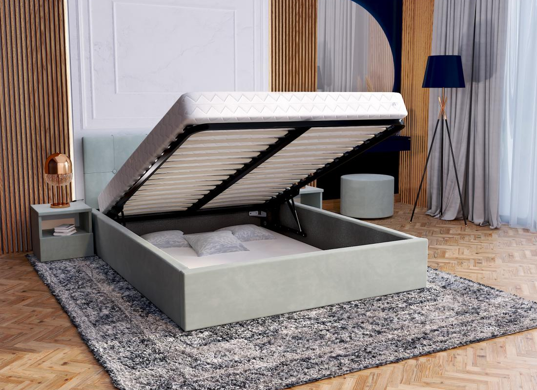 Čalouněná postel RINO 140x200 cm s kovovým roštem mátová