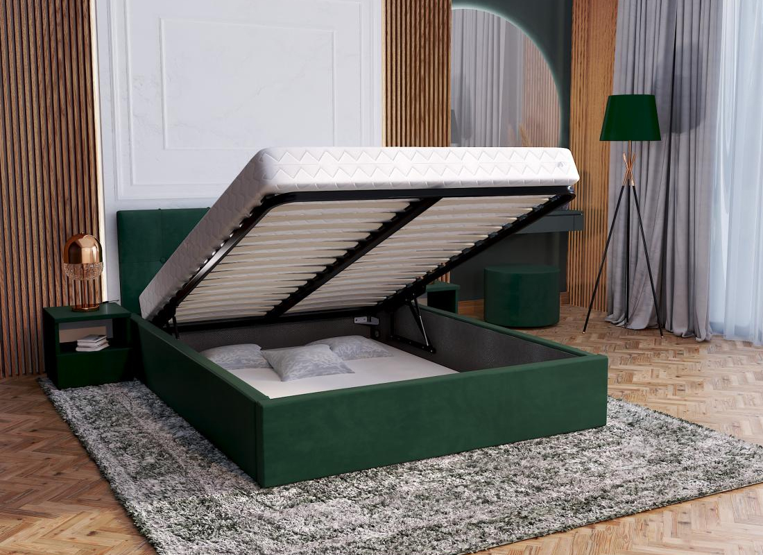 Čalouněná postel RINO 120x200 cm s kovovým roštem zelená
