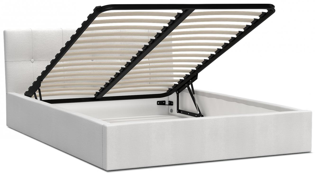 Čalouněná postel RINO 140x200 cm s kovovým roštem bílá