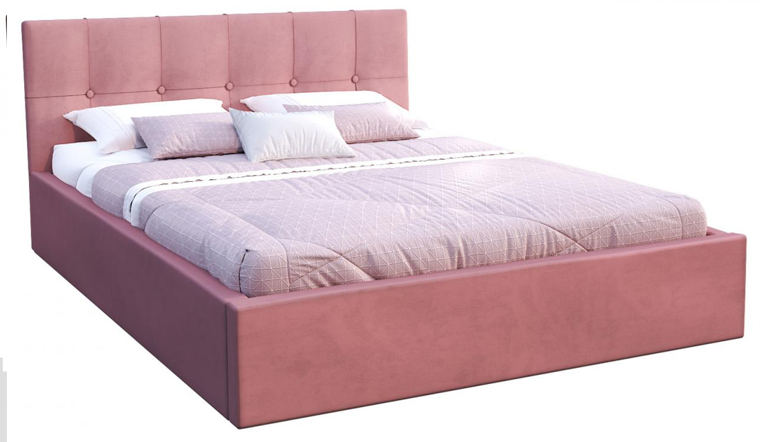 Čalouněná postel RINO 160x200 cm s kovovým roštem růžová