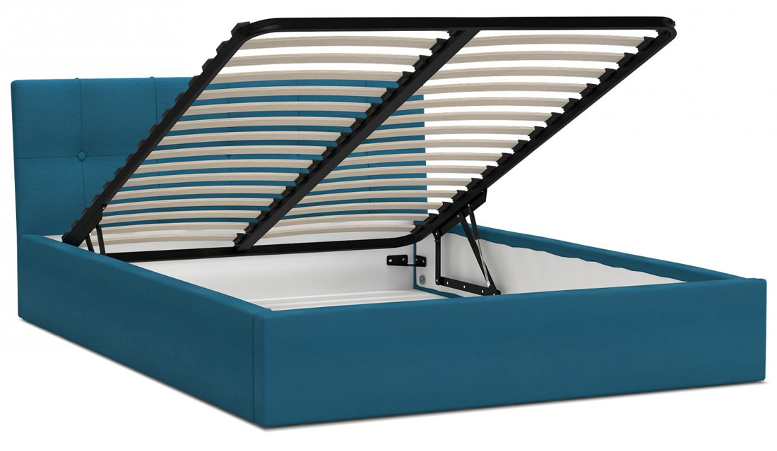Čalouněná postel RINO 140x200 cm s kovovým roštem tyrkysová