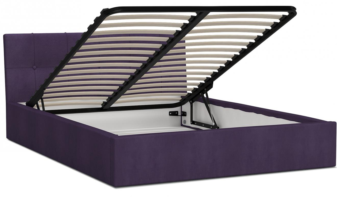 Čalouněná postel RINO 180x200 cm s kovovým roštem fialová