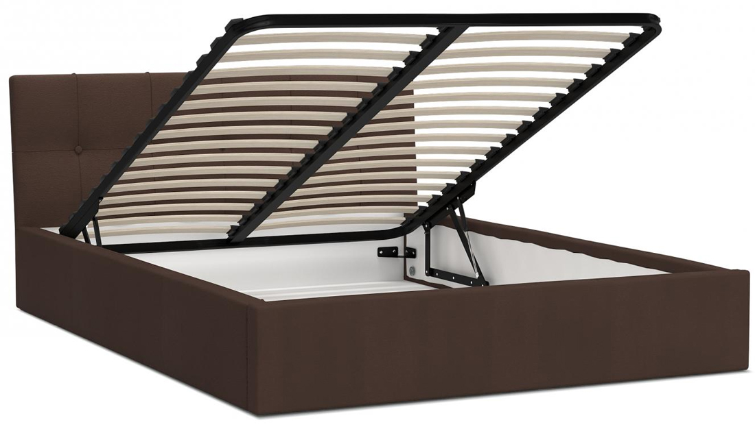 Čalouněná postel RINO 180x200 cm s kovovým roštem hnědá