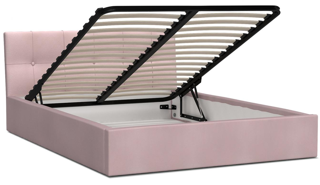 Čalouněná postel RINO 180x200 cm s kovovým roštem světle růžová