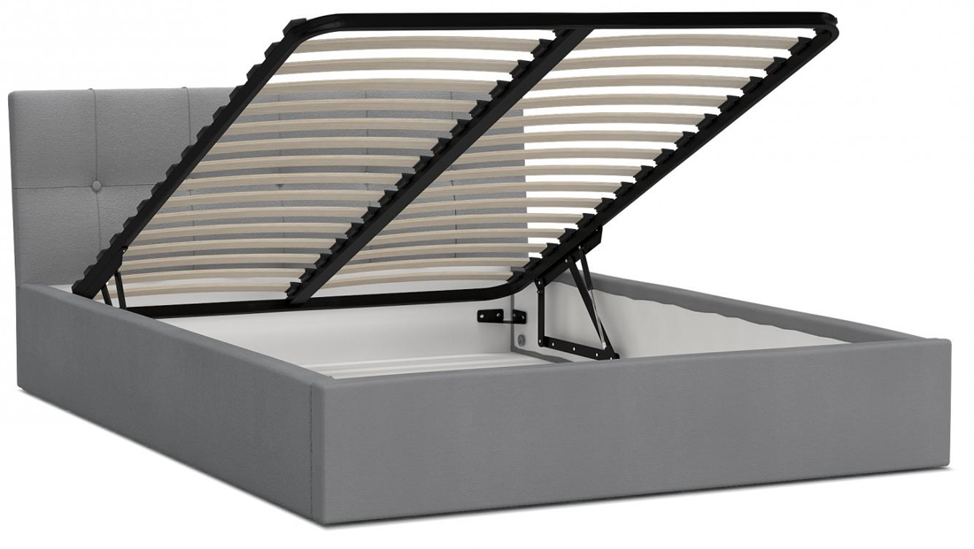 Čalouněná postel RINO 140x200 cm s kovovým roštem šedá