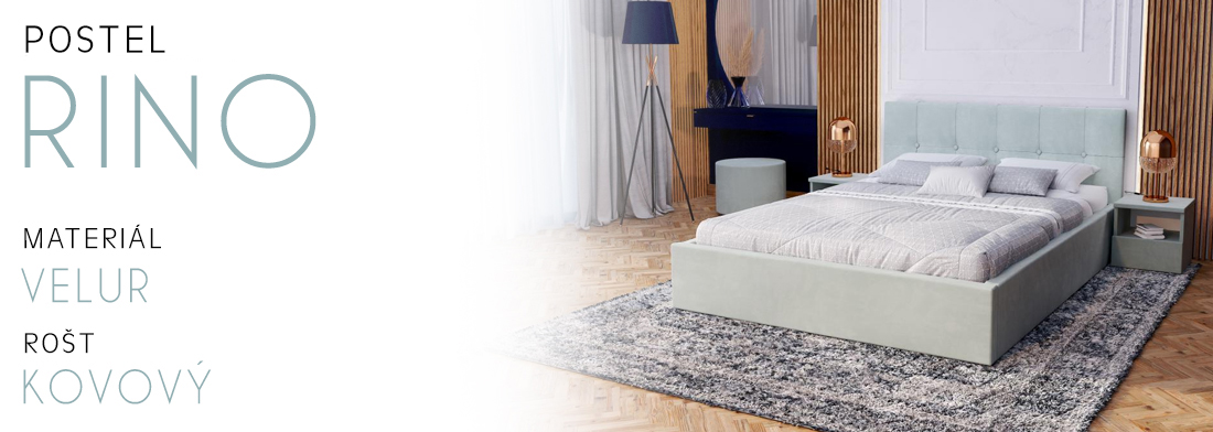 Čalouněná postel RINO 120x200 cm s kovovým roštem mátová