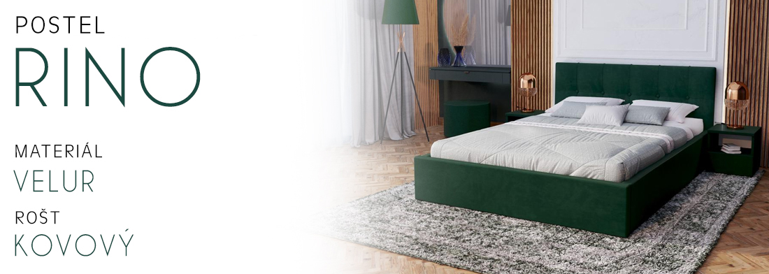 Čalouněná postel RINO 120x200 cm s kovovým roštem zelená