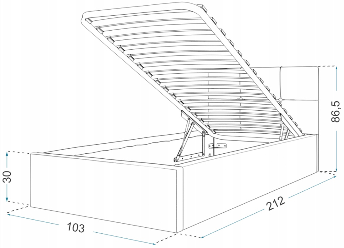 Čalouněná postel RINO 90x200 cm s kovovým roštem grafit