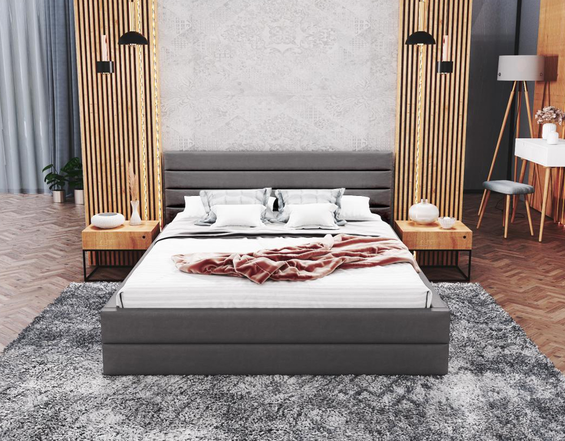 Luxusní postel TOPAZ trinity 140x200 s kovovým roštem GRAFIT