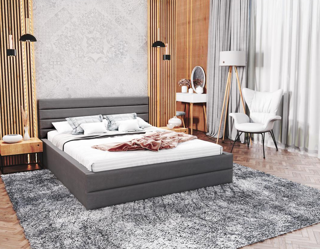 Luxusní postel TOPAZ trinity 160x200 s kovovým roštem GRAFIT