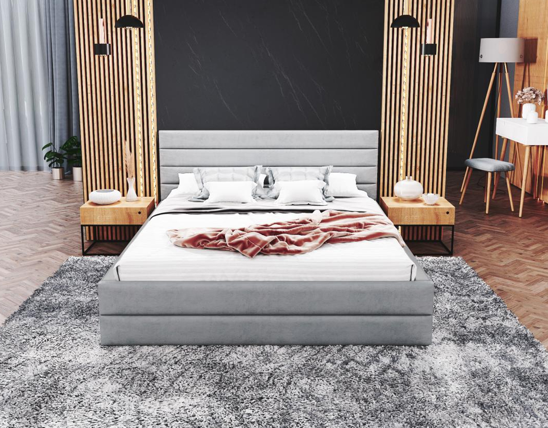 Luxusní postel TOPAZ trinity 120x200 s kovovým roštem ŠEDÁ