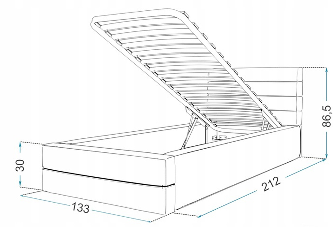 Luxusní postel TOPAZ trinity 120x200 s kovovým roštem ŠEDÁ
