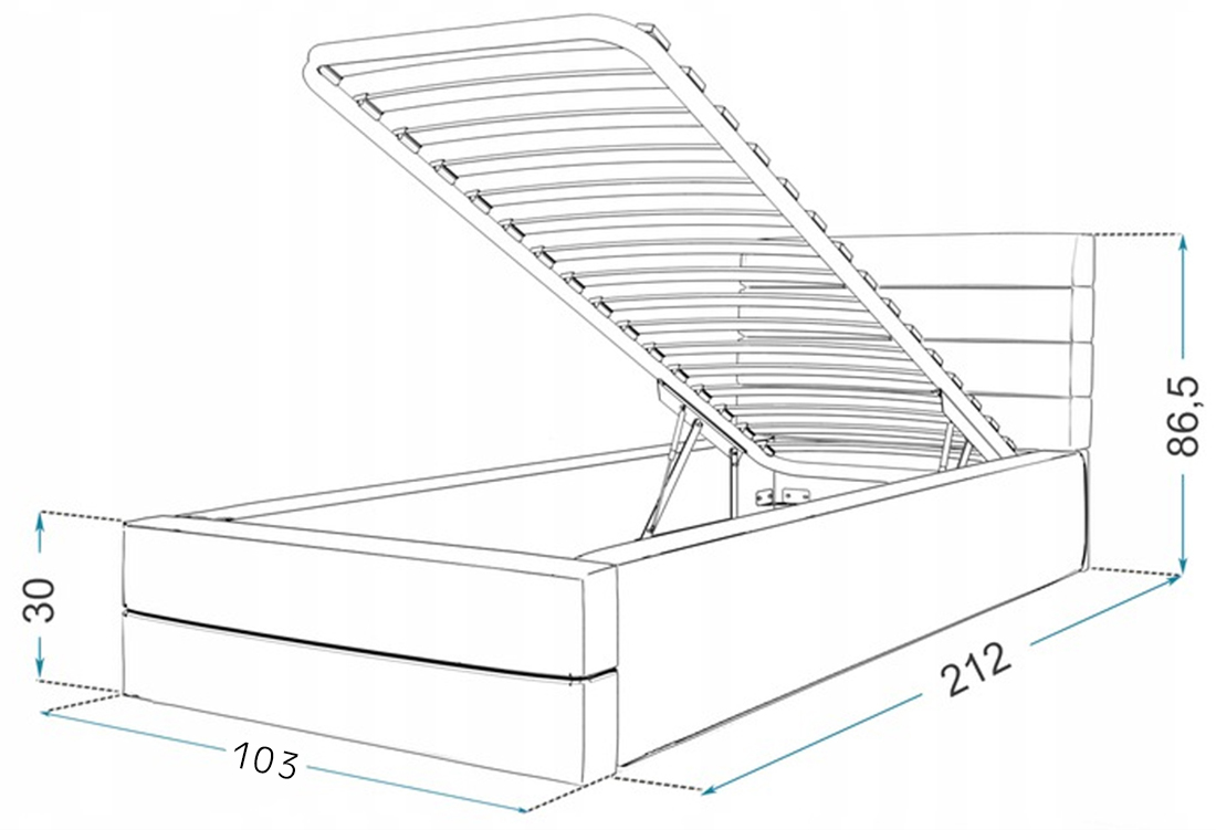 Luxusní postel TOPAZ trinity 90x200 s kovovým roštem ŠEDÁ