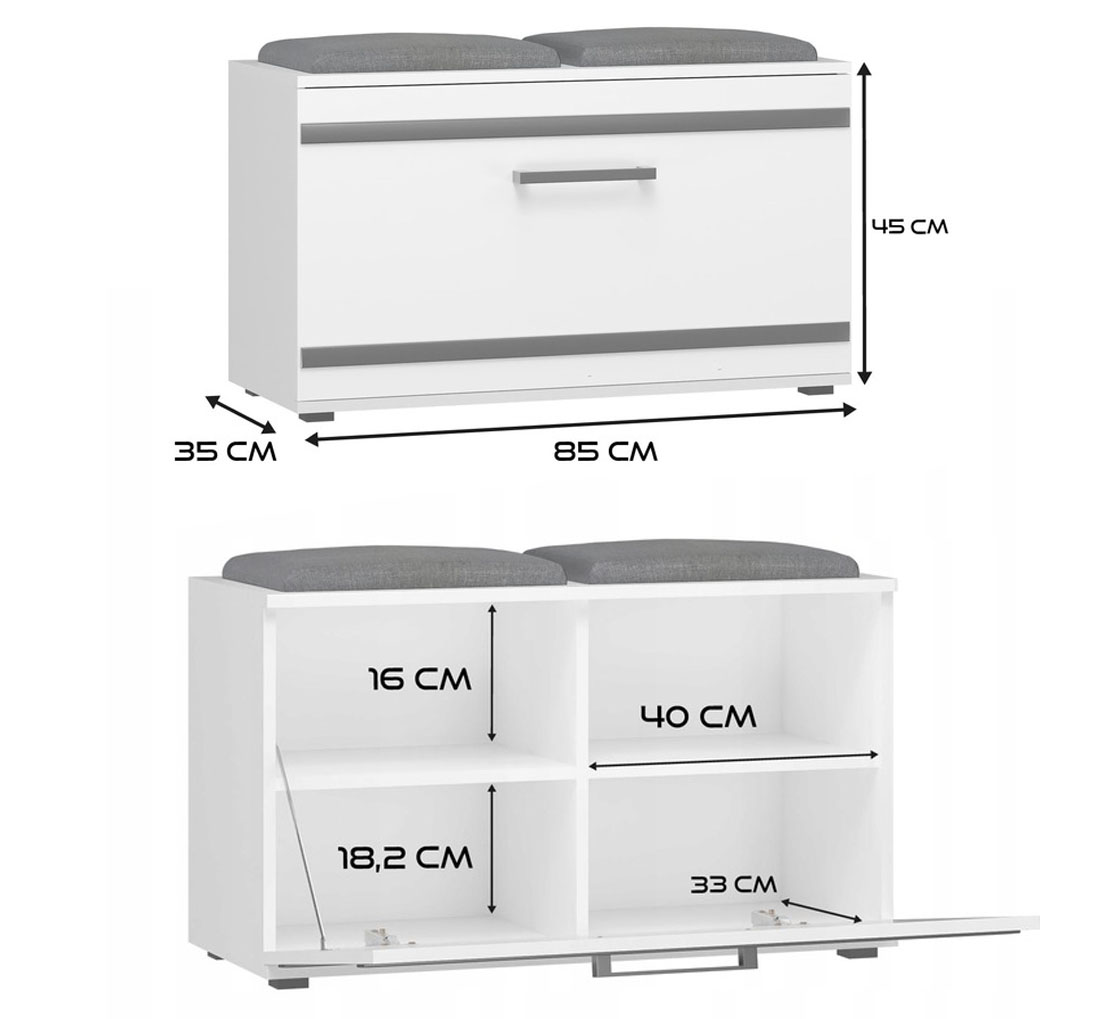 Botník s lavicí OPAL BÍLÁ