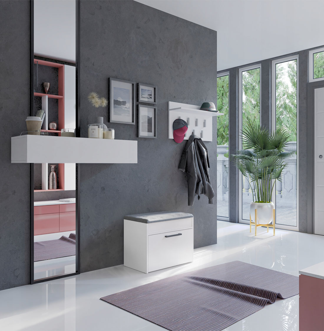 Botník s lavicí PARMA MINI BÍLÁ