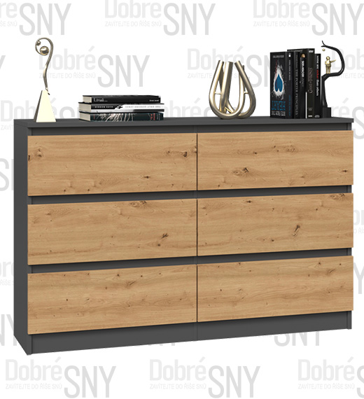 Komoda AURORA ANTRACIT/DUB ARTISAN matná