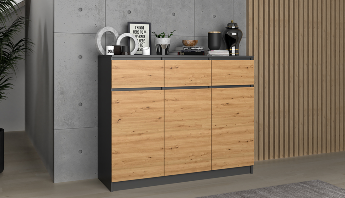 Komoda AXIOM 3+3 ANTRACIT/DUB ARTISAN matná