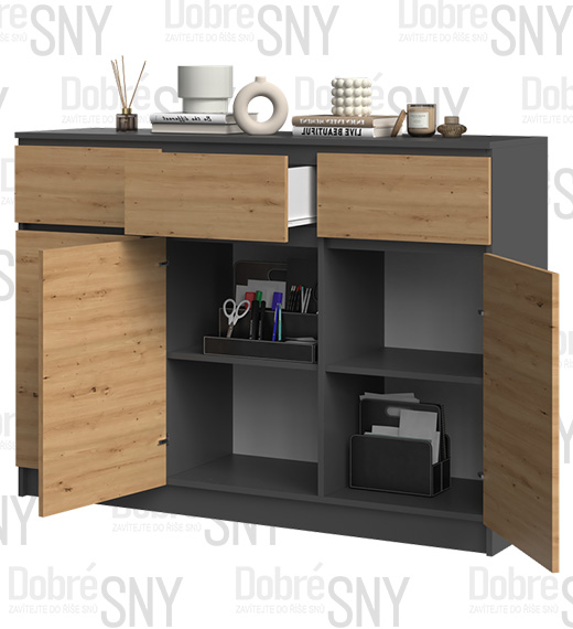 Komoda AXIOM 3+3 ANTRACIT/DUB ARTISAN matná