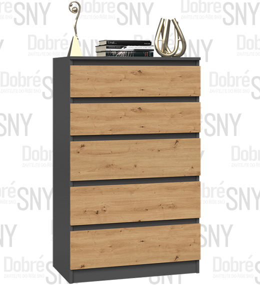 Komoda DANTE ANTRACIT/DUB ARTISAN matná