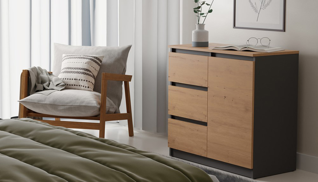 Komoda OSIRIS 1+3 ANTRACIT/DUB ARTISAN matná