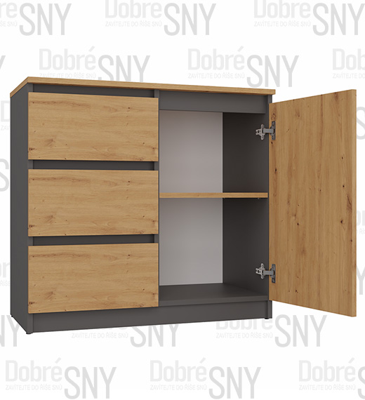Komoda OSIRIS 1+3 ANTRACIT/DUB ARTISAN matná