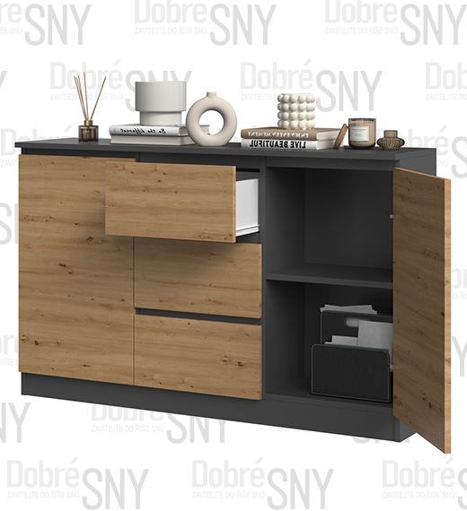 Komoda VEGA 2+3 ANTRACIT/DUB ARTISAN matná