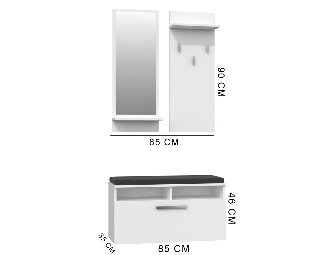Predsieňová zostava RIVA biela
