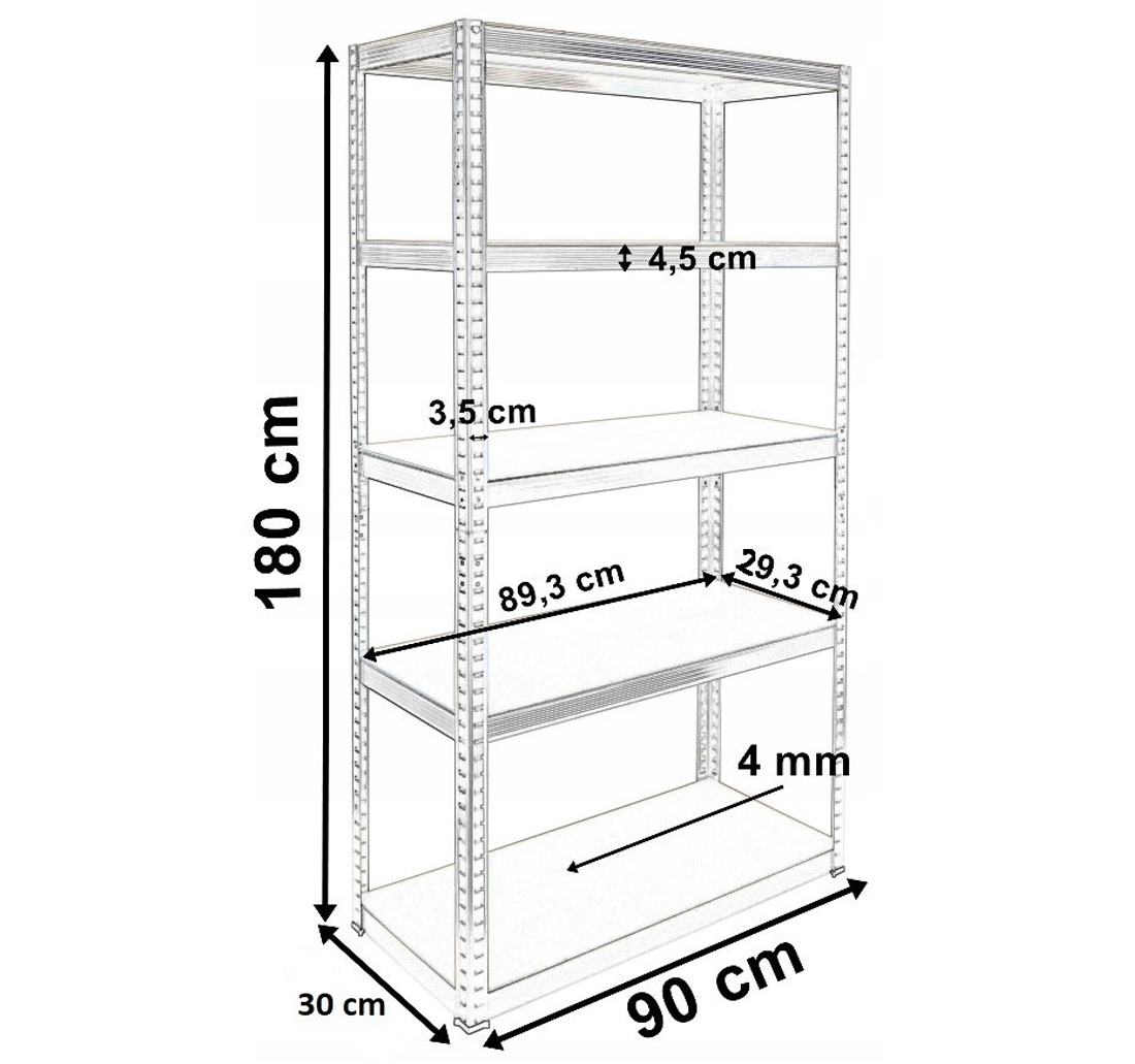 Kovový regál G9030, 180x90x30, nosnosť 875 kg