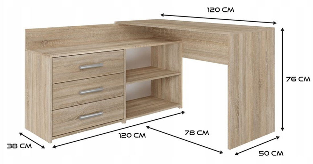 Rohový psací stůl DANY dub sonoma