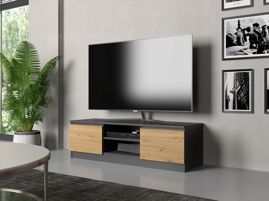 Televizní stolek RTV 120 ŠEDÁ/DUB ARTISAN