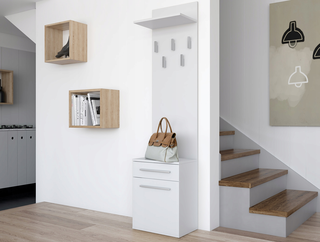 Předsíňový věšák se skříňkou DUO bílá