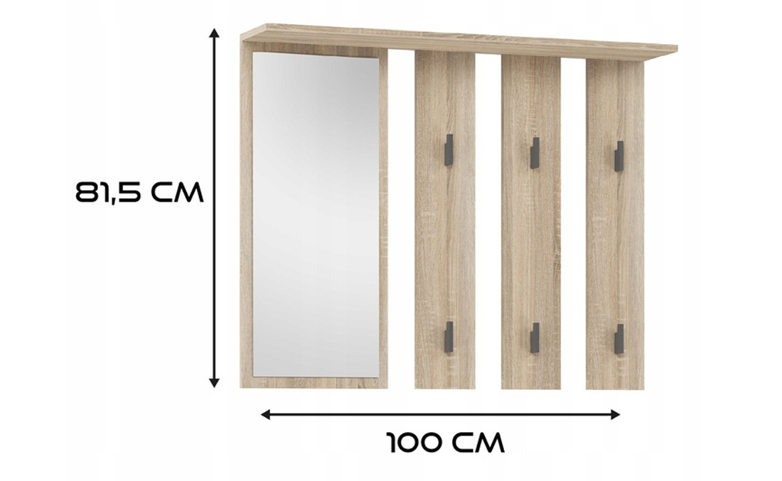 Nástěnný věšák se zrcadlem PARMA dub sonoma