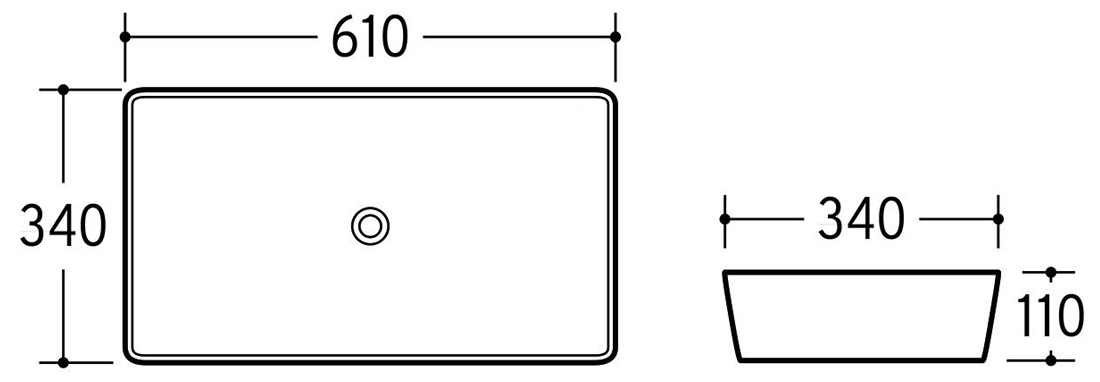 Keramické umyvadlo SLIM, šedá, 61 cm