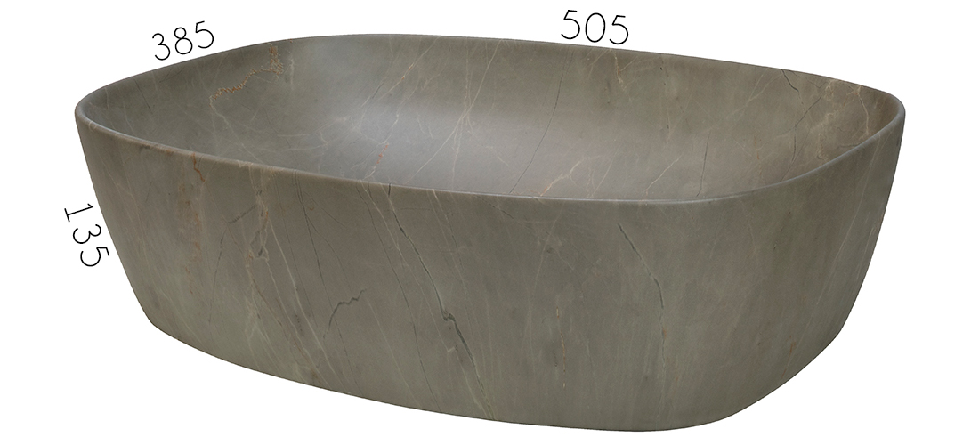 Keramické umyvadlo ANNA, khaki kámen, 50 cm