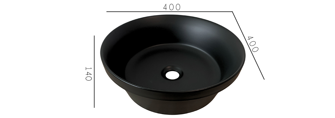 Keramické umyvadlo MADA, černá, 40 cm