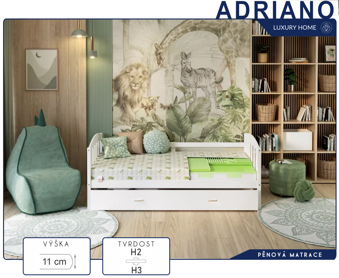 Dětská pěnová matrace ADRIANO s Aloe Vera potahem 70x160 cm