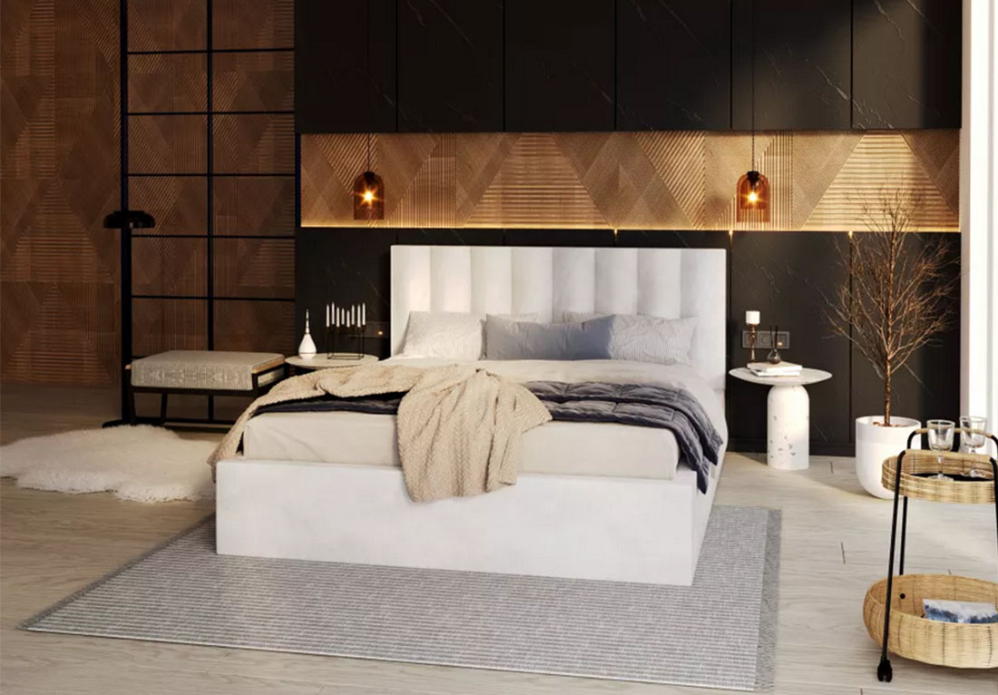 Luxusní postel TOPAZ trinity 180x200 s kovovým roštem ŠEDÁ