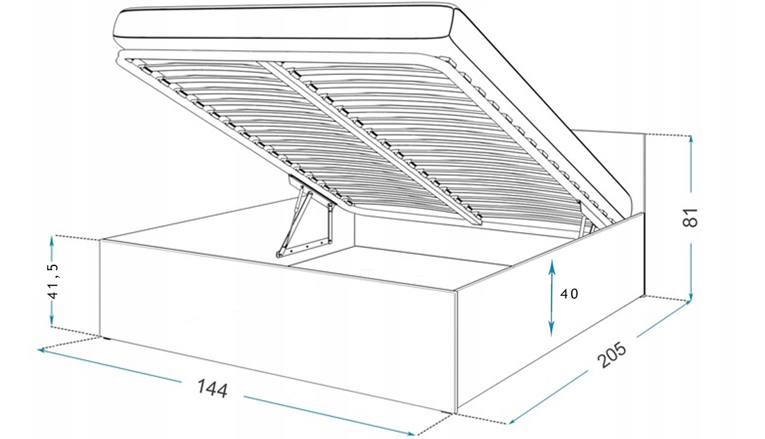 Manželská postel PANAMA 140x200 se zdvižným roštem DUB BÍLÁ