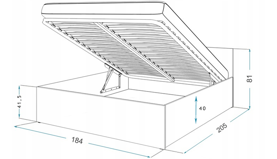 Manželská postel PANAMA 180x200 se zdvižným roštem BÍLÁ