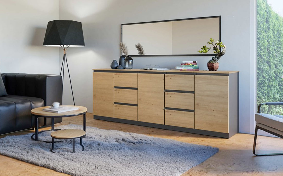 Komoda COSTA 1D3S/2D3S antracit/dub artisan