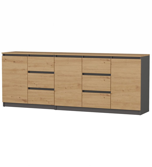 Komoda COSTA 1D3S/2D3S antracit/dub artisan