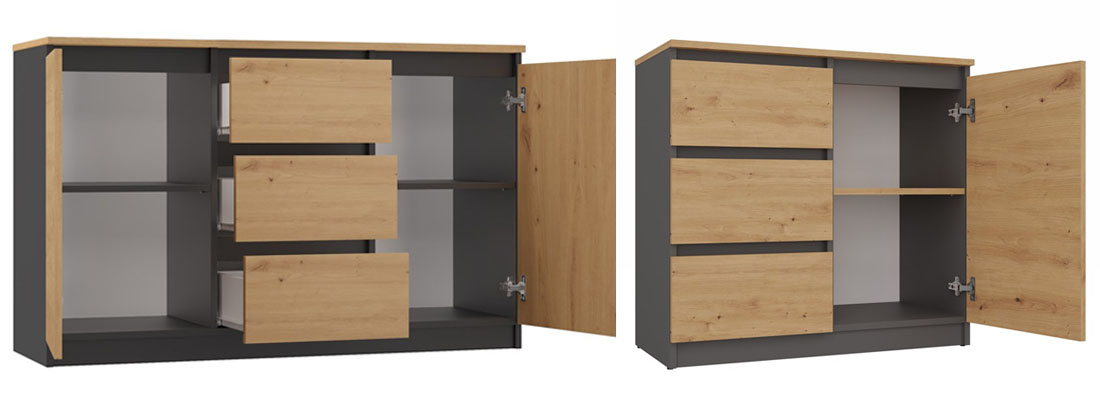 Komoda COSTA 1D3S/2D3S antracit/dub artisan