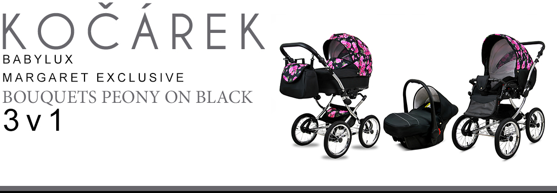 Kočárek 3v1 BabyLux Margaret Exclusive Grey Flex