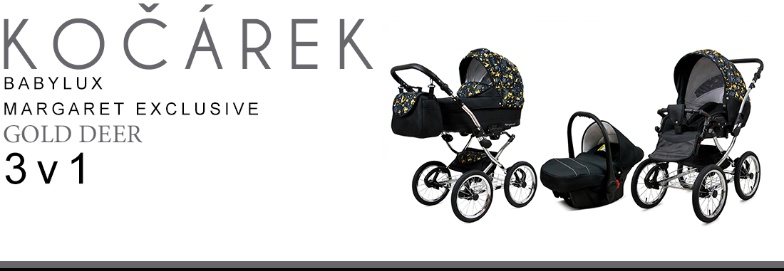 Kočárek 3v1 BabyLux Margaret Exclusive Grey Flex